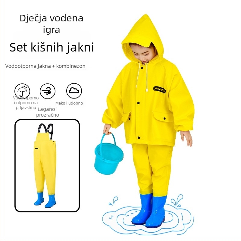 Dječji vodootporni jednobojni kostim za igre u vodi – brzo suši, prozračan, otporan na vjetar, otporan na habanje