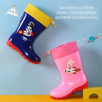Dječje čizme za kišu s karikaturnim uzorkom, srednje visine, PVC gornji dio, 4–12 godina