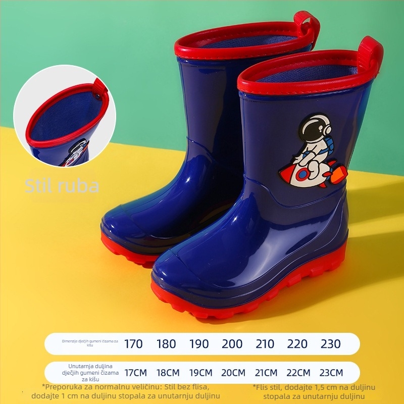 Dječje čizme za kišu s karikaturnim uzorkom, srednje visine, PVC gornji dio, 4–12 godina