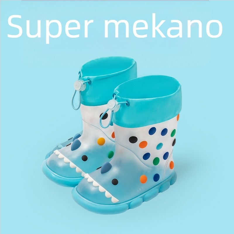 Dječje kišne čizme s motivom Cartoon Shark – gornji dio od PVC-a, srednja duljina cijevi, vodootporne