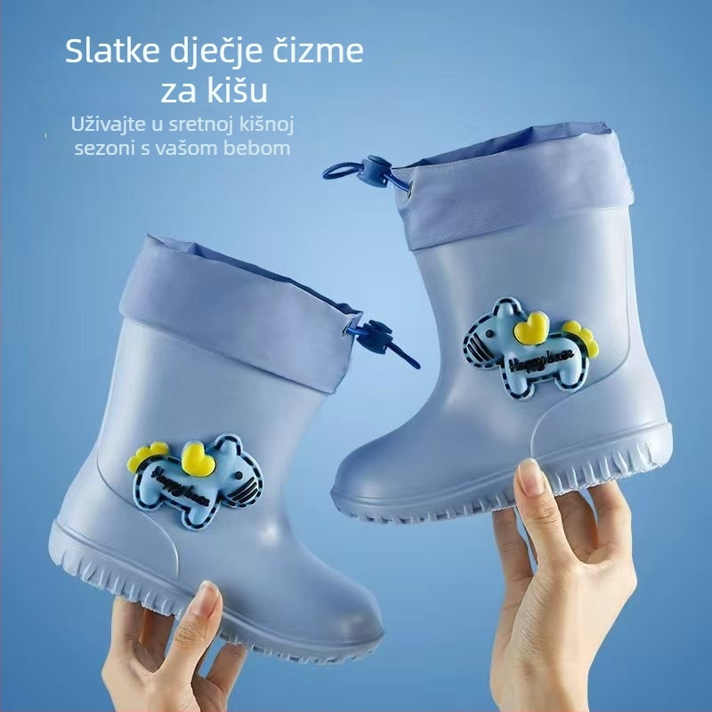 Cartoon Pony Dječje čizme za kišu za dječake i djevojčice, s flis podstavom, protuklizne, lagane i vodootporne za vrtić i školu
