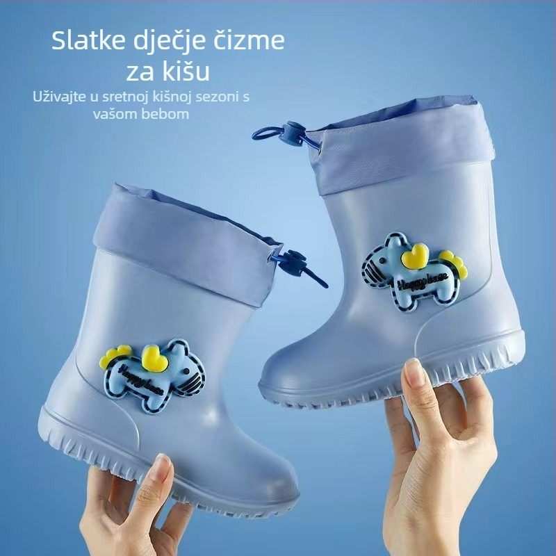 Cartoon Pony Dječje čizme za kišu za dječake i djevojčice, s flis podstavom, protuklizne, lagane i vodootporne za vrtić i školu