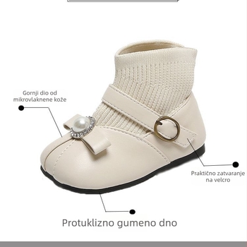 Dječje kratke čizme za djevojčice – princeza stil, Ultra-fiber koža, Velcro zatvaranje, ulošak od prirodne kože, gumena potplata