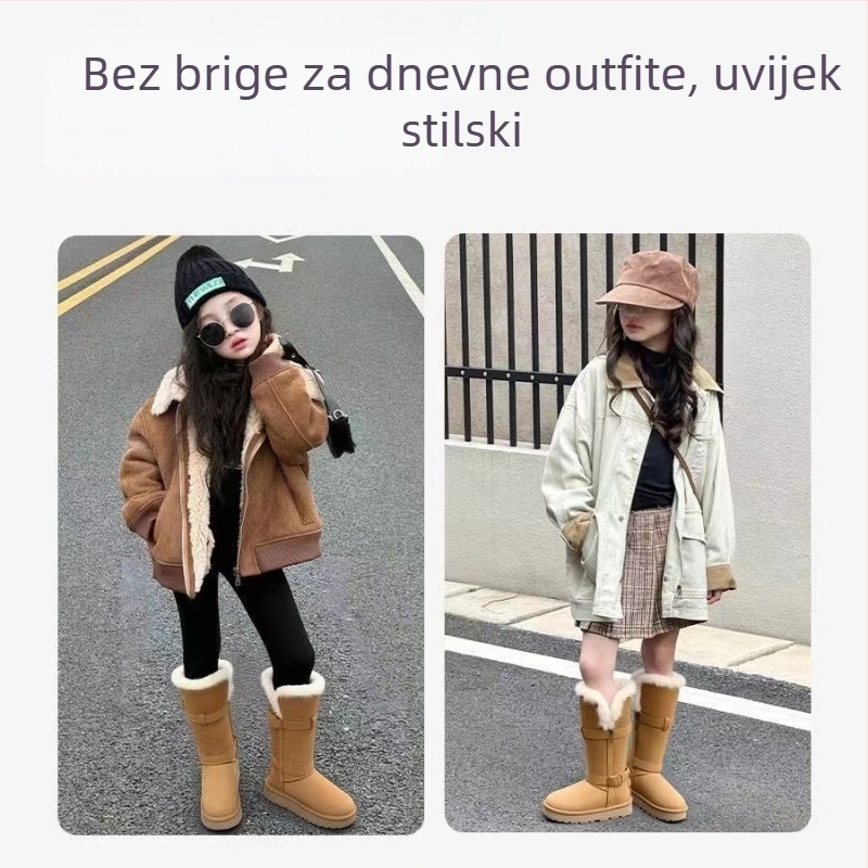Dječje snježne čizme do koljena s debelim pamuknim podstavom, zima 2025, viteški stil