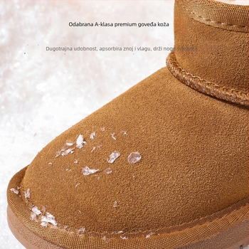 Dječje kožne snježne čizme, vodootporne i s fleeceom, unisex casual zimske čizme, kravlja koža, 1–16 godina