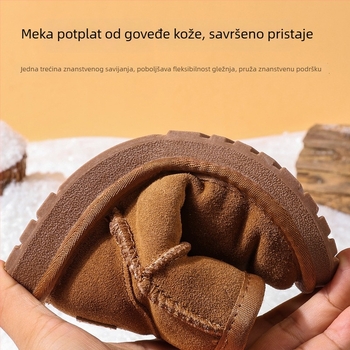 Dječje kožne snježne čizme, vodootporne i s fleeceom, unisex casual zimske čizme, kravlja koža, 1–16 godina