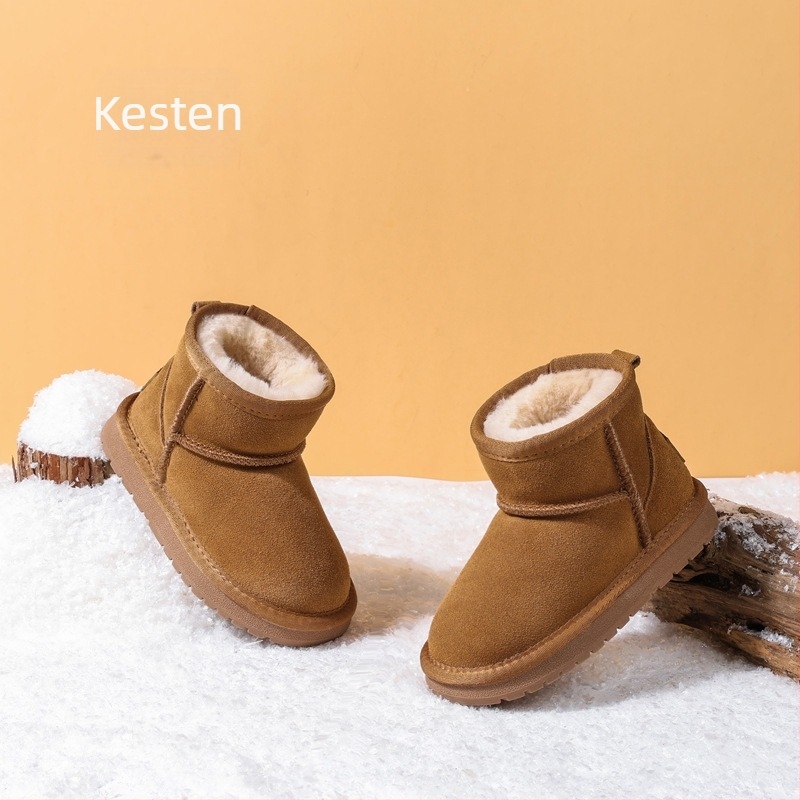 Dječje kožne snježne čizme, vodootporne i s fleeceom, unisex casual zimske čizme, kravlja koža, 1–16 godina
