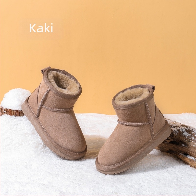 Dječje kožne snježne čizme, vodootporne i s fleeceom, unisex casual zimske čizme, kravlja koža, 1–16 godina
