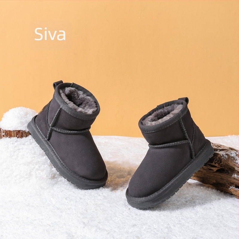 Dječje kožne snježne čizme, vodootporne i s fleeceom, unisex casual zimske čizme, kravlja koža, 1–16 godina