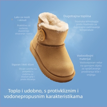 Babala unisex dječje čizme do gležnja, gornji dio od suedea, potplat od gume i plastike, za dob 1-6 godina, zimski svakodnevni stil, 2025