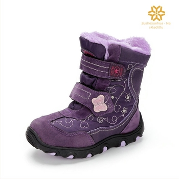 Dječje čizme za snijeg za djevojčice, s fleec podstavom, tople, protuklizne ravne đonove, za uzrast 4–12 godina