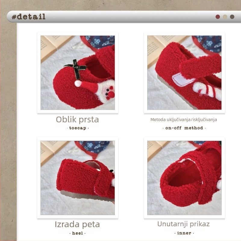 Dječje Mary Jane cipele s Velcro kopčom, flis na gornjem dijelu, protuklizni TPR potplat, zimski retro stil