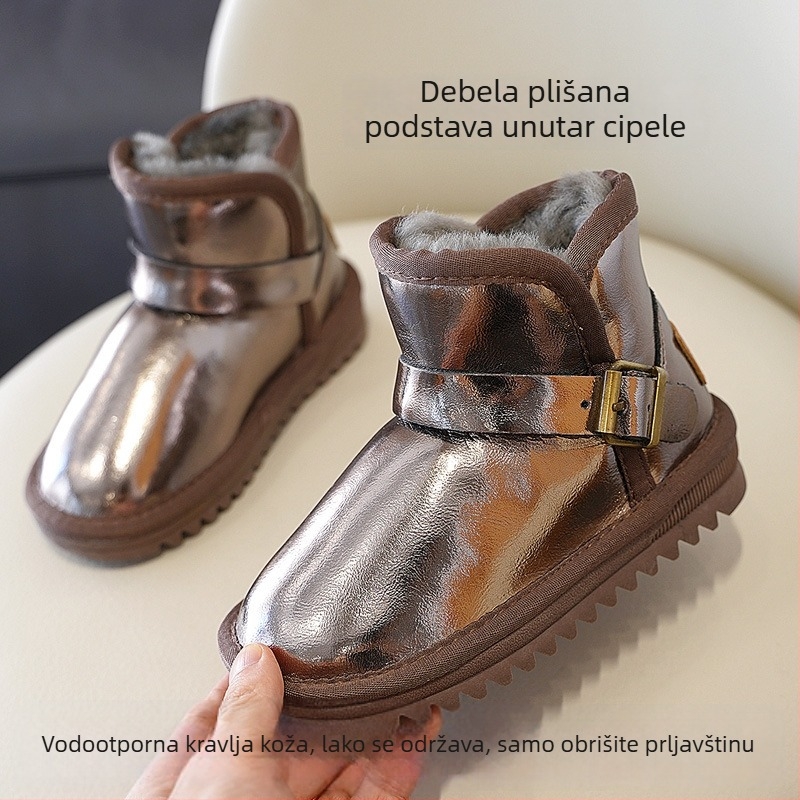 Zimske unisex dječje čizme za snijeg od prave goveđe kože, protuklizne