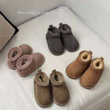 Dječje čizme za snijeg s krznenom vršnom dijelu – Unisex, vodootporne, ležerni stil, 4–16 godina