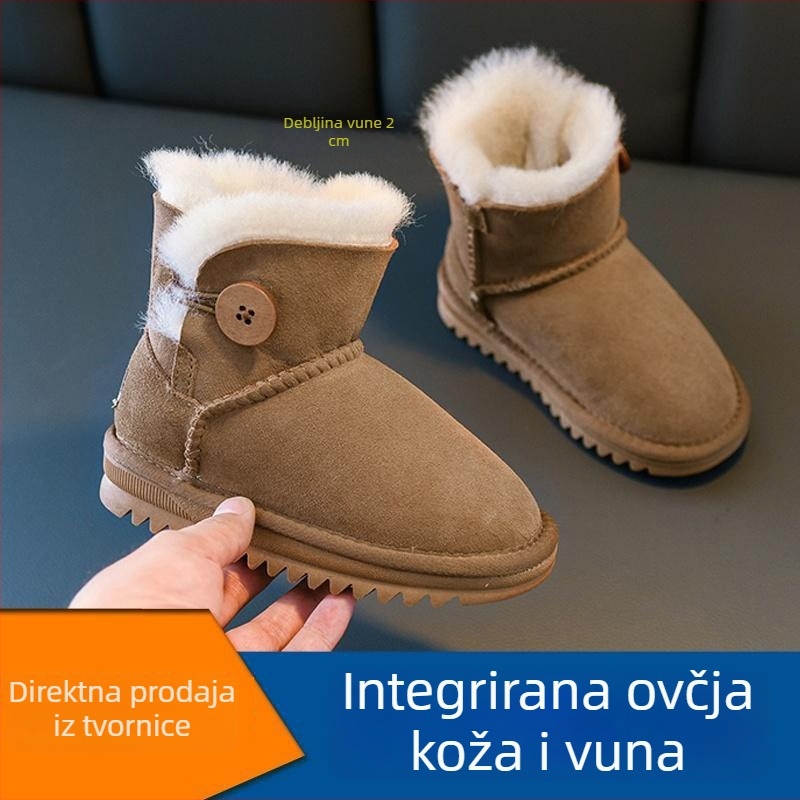Dječje zimske čizme za snijeg s ovčjom kožom, slip-on, unisex