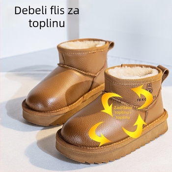 Dječje gležnjače s kožnim gornjim dijelom, vodootporne, unisex, s toplom podstavom, za djecu 4–16 godina, jesen-zima