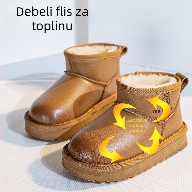 Dječje gležnjače s kožnim gornjim dijelom, vodootporne, unisex, s toplom podstavom, za djecu 4–16 godina, jesen-zima