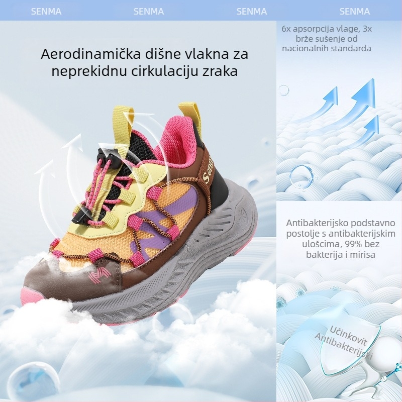 Djeca lagane tenisice za trčanje s prozračnim mrežastim gornjim dijelom, lagane, protuklizne, EVA taban, zatvaranje Velcro