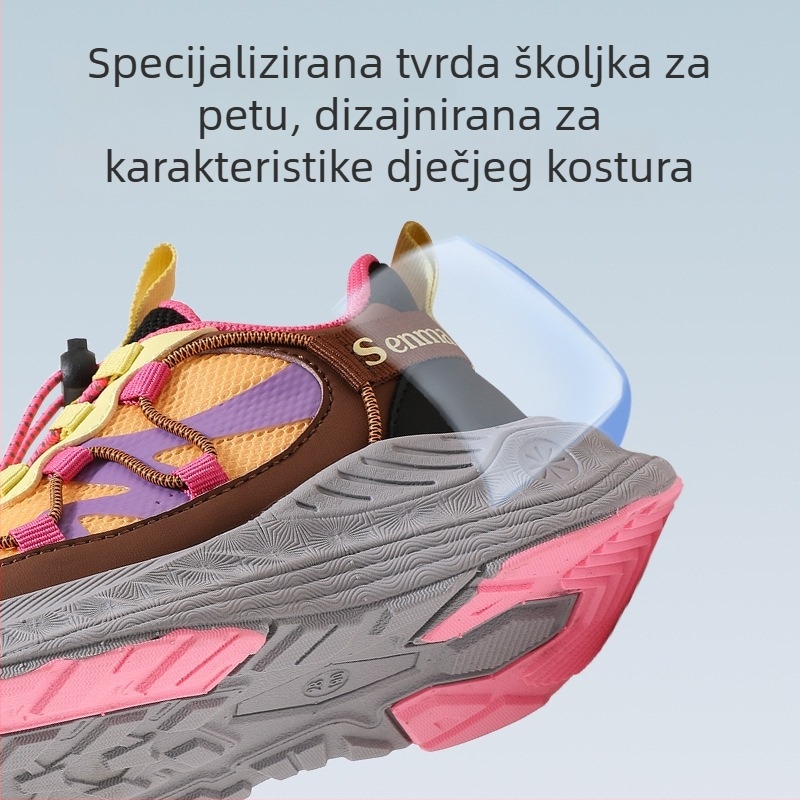 Djeca lagane tenisice za trčanje s prozračnim mrežastim gornjim dijelom, lagane, protuklizne, EVA taban, zatvaranje Velcro