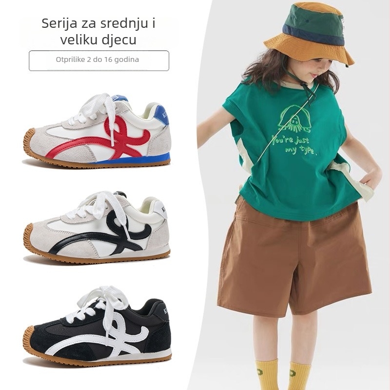 Luoyi stil dječje tenisice za trening od prave kože, model 2026 proljeće-ljeto-jesen, prozračne niske tenisice za dječake i djevojčice