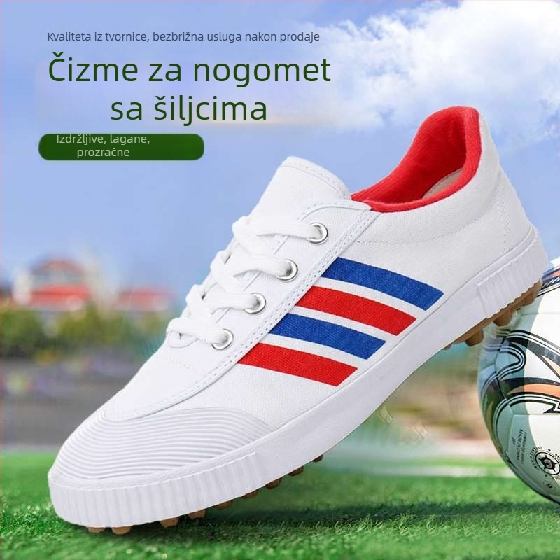 Nogometne tenisice s protukliznim i otporne na habanje značajke, gornji dio od pamuka, srednje visina, gumeni potplat