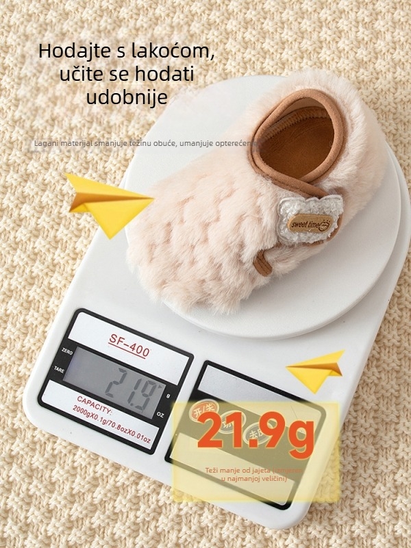 Dječje podne čarape za jesen i zimu, s flisom, debela mekana potplata, protuklizne unutarnje papuče za bebe i mališane.