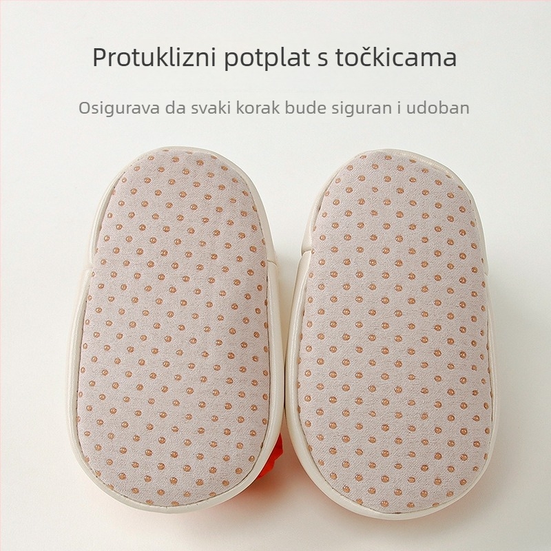 Dječje cipele s kožnom sole i čarapama, sladak crtani dizajn, cipele za hodanje srednje visine, mekane potplate, prozračne pamučne čarape za proljeće i jesen