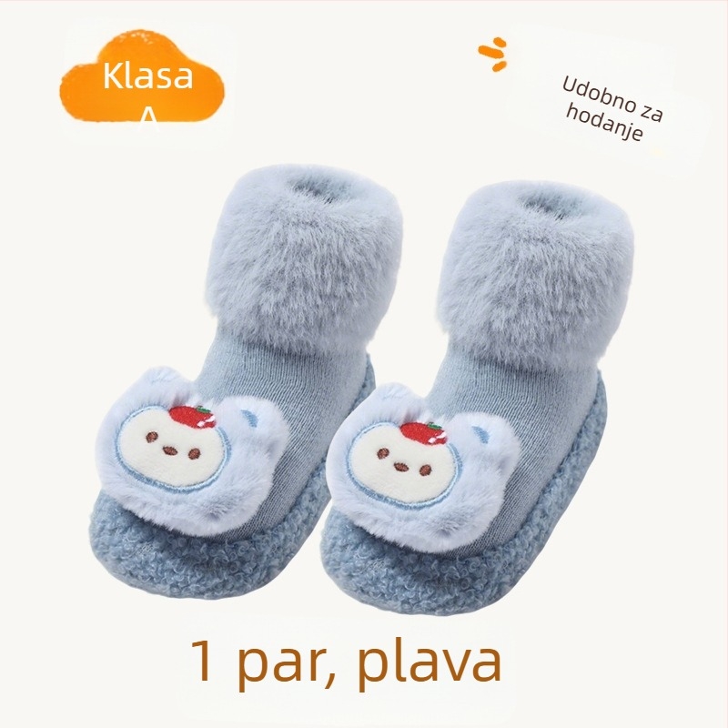 Dječje podne čarape s nesklizljivom potplatom, unutarnje, tople, s motivom crtića, za bebe od 0–3 godina