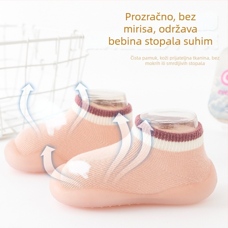 Dječje podne čarape-papuče, prozračne, protuklizne, 82% pamuk, unisex, proljeće–jesen