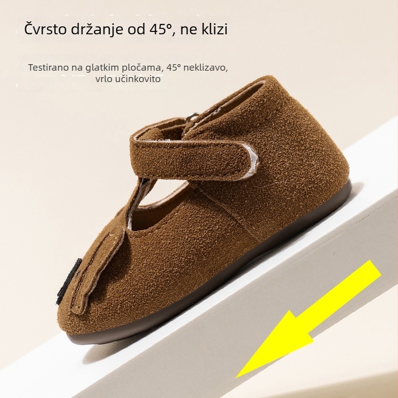 Kožne cipelice za djecu s motivom crtića ovčice, gornji dio od mikrovlakana, Velcro zatvarač, lake i mekane, protuklizna potplata