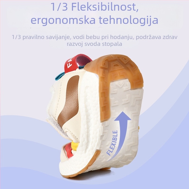 Cipelice za bebe 0–3 godine, topla fleece podstava, protuklizna meka potplat, niski vrh, Velcro zatvarač, uzorak crtani