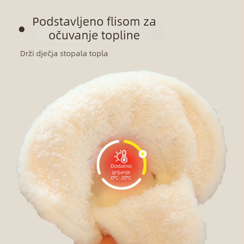 Pamukaste bebine papuče, unisex, s fleec podstavom, mekana potplata, debeli i topli, za 6–12 mjeseci