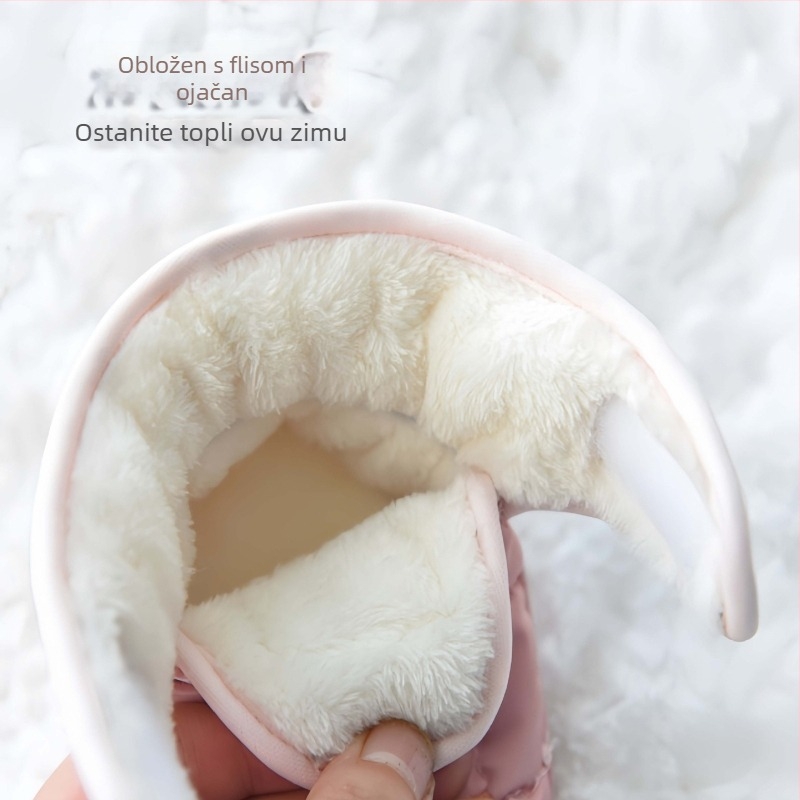 Dječje tenisice za bebe s platnenim gornjim dijelom, debela fleece podstava, mekana gumena potplata, zatvarač na Velcro, zimi.