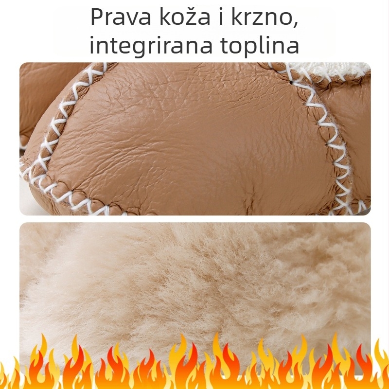Dječje kožne cipele i čarape, zimsku podstavu od ovčje kože, 6-12 mjeseci