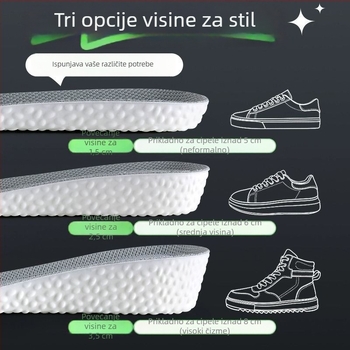 Uložak za povećanje visine – nevidljiv, prozračan, deodorirajući, PU materijal, unisex