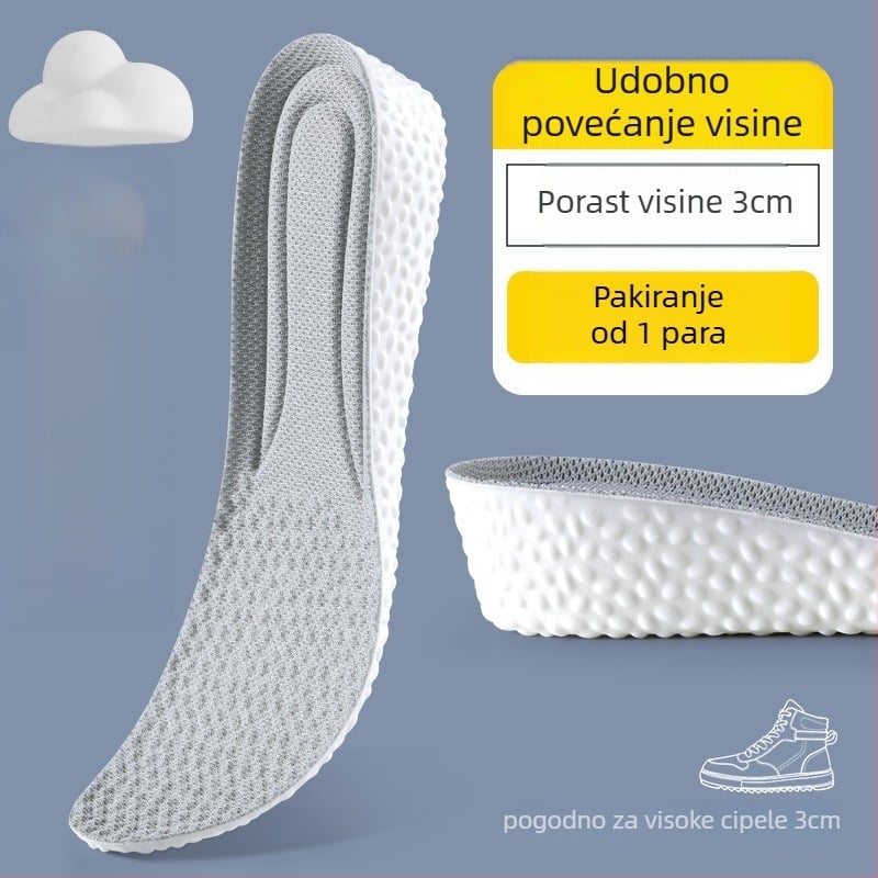 Uložak za povećanje visine – nevidljiv, prozračan, deodorirajući, PU materijal, unisex