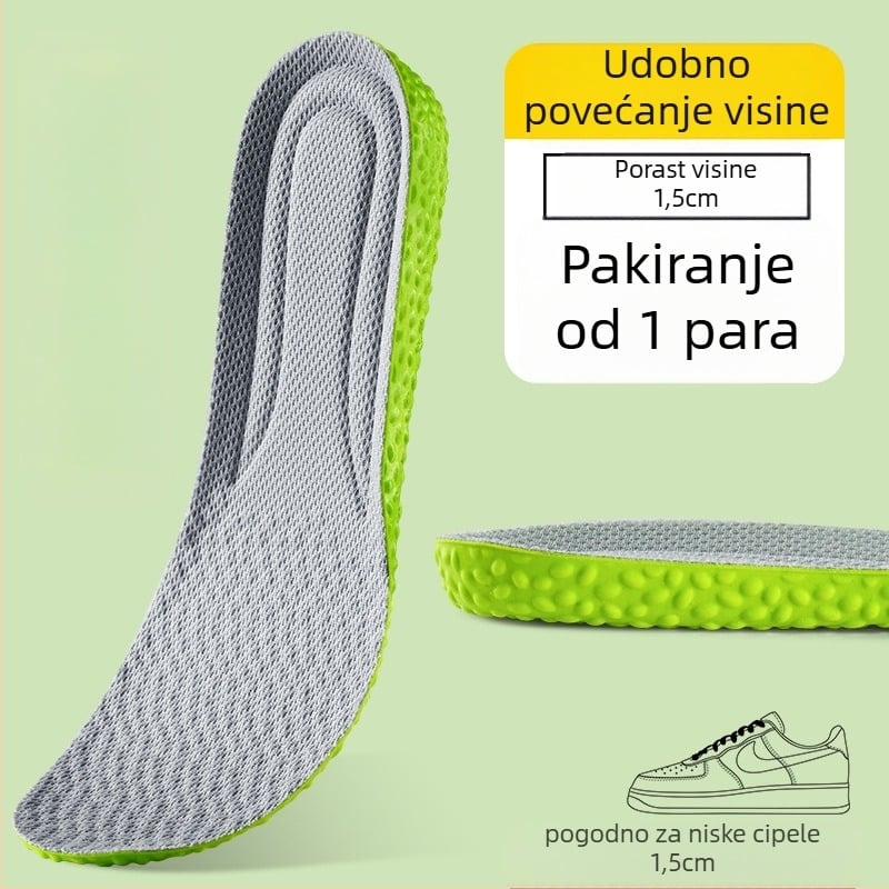 Uložak za povećanje visine – nevidljiv, prozračan, deodorirajući, PU materijal, unisex