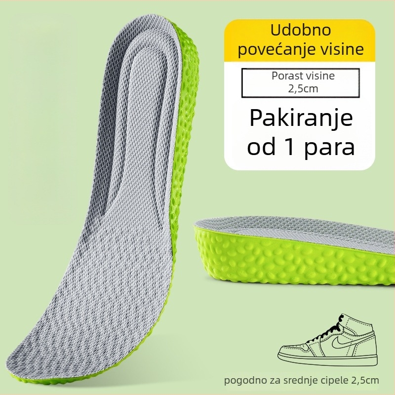 Uložak za povećanje visine – nevidljiv, prozračan, deodorirajući, PU materijal, unisex