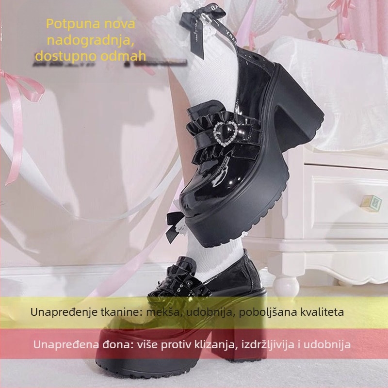 Loafers s okruglim vrhom, gornji dio od mikrovlakna, visina pete 6–8 cm, debeli potpetica, gumeni potplat