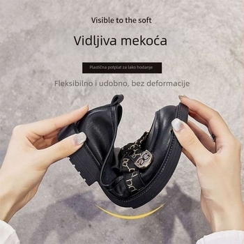 Ženske loafers s okruglom vrhom, britanski stil, niski potpetica 1–3 cm, slip-on