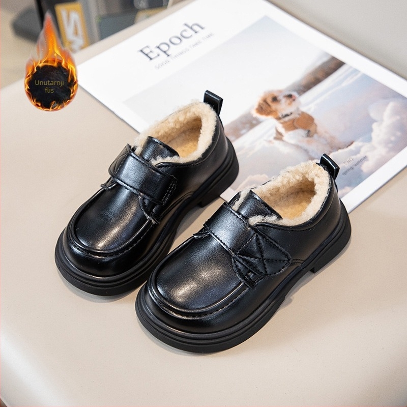 Dječje cipele s Velcro zatvaračem, britski stil, unisex, PU gornji dio, gumeni đon