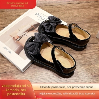 Kožne cipele za djevojčice sa Velcro kopčom, niski vrh, gumena potplata, PU ulošak, uzrast 7–12 godina