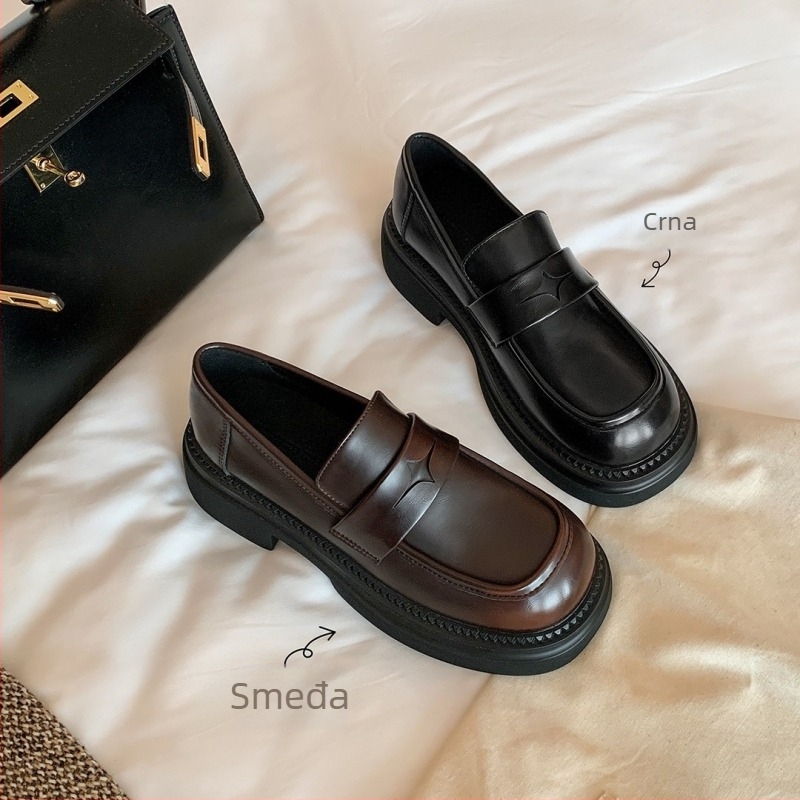 Ženske vintage loaferice s kvadratnim vrhom, gornji dio od kože krave, podstava od kože, gumeni potplat, srednja visina potpetice 3–5 cm