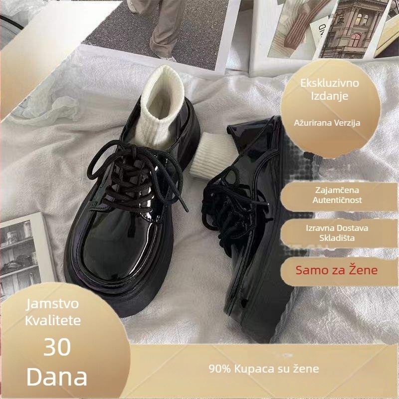 Mary Jane balerinke s PU gornjim dijelom, gumom, niski mačji pet, vezanje