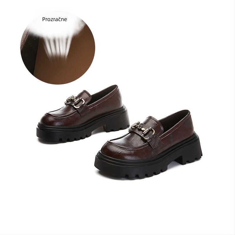 Ženske loafers od ovčje kože s dvostrukim gornjim dijelom + PU, EVA potplat, srednji pet 3–6 cm, slip-on, kampus stil