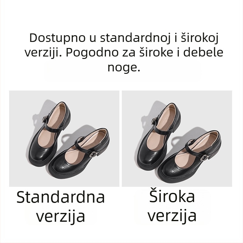 Mary Jane cipele, gornji dio od mikrovlakana, okrugli vrh, muffin potpetica 3–6 cm, kaiš sa kopčom, gumeni đon