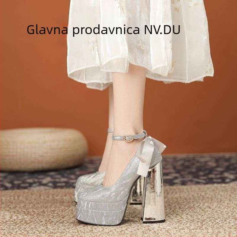 Platformske Mary Jane cipele s kvadratnim vrhom, debelim petom, PU gornji dio i gumena potplata