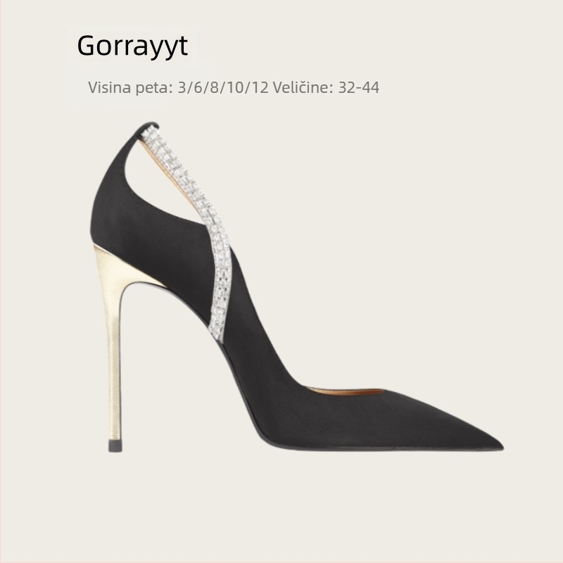 Visoke štikle s oštrim vrhom, velur gornji dio, tanak štikla iznad 8 cm, gumeni potplat