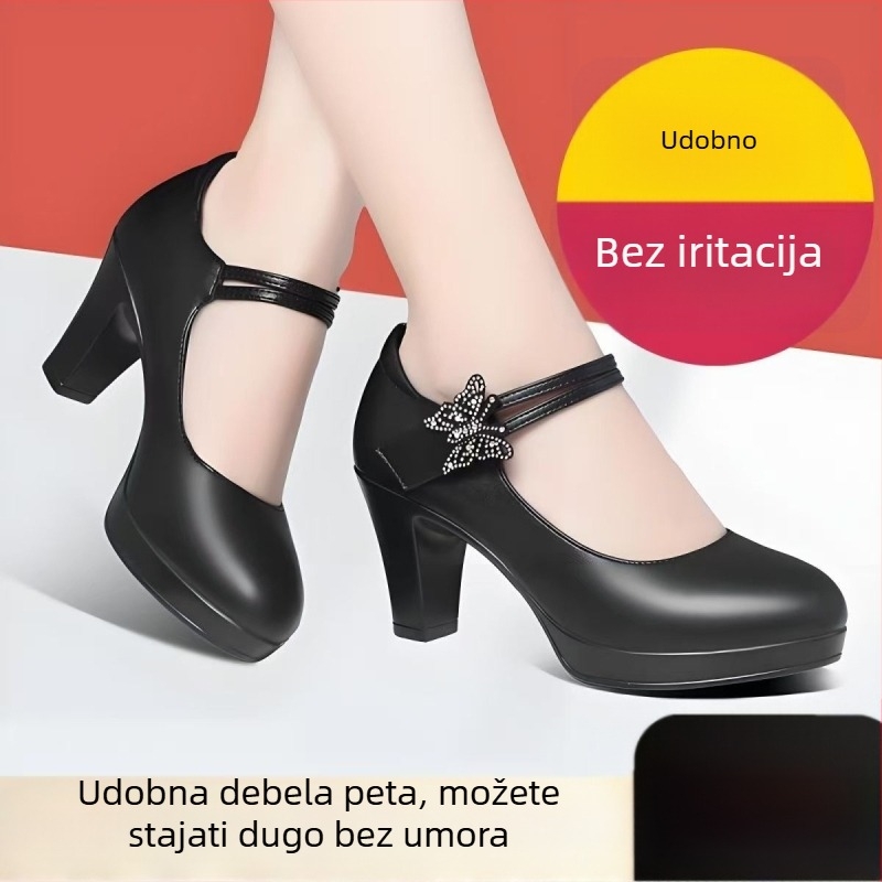 Cipele s visokim petama u stilu Cheongsam, špičati nos, gornji dio od super fiber materijala, Velcro zatvarač, PU đon, visina pete 6–8 cm