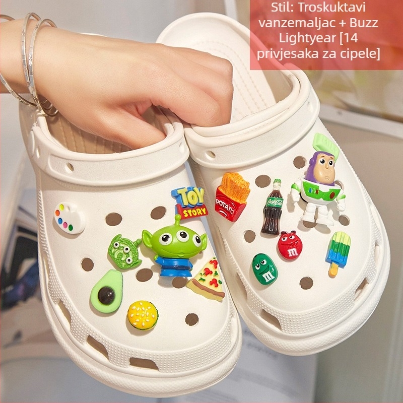 Crocs stil dječji dodatak za obuću s uklonjivom cvjetnom kopčom – crtani stil